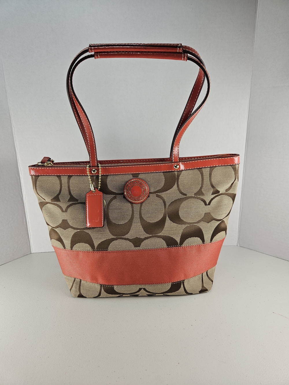 NWT Vintage classic c coach brown and orange purse shoulder tote bag